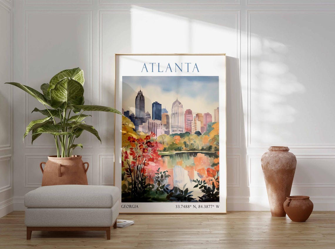 Atlanta Georgia Print Wall Art Atlanta Travel Poster Atlanta Georgia Home Decor Living Room Travel Gift - Image 3