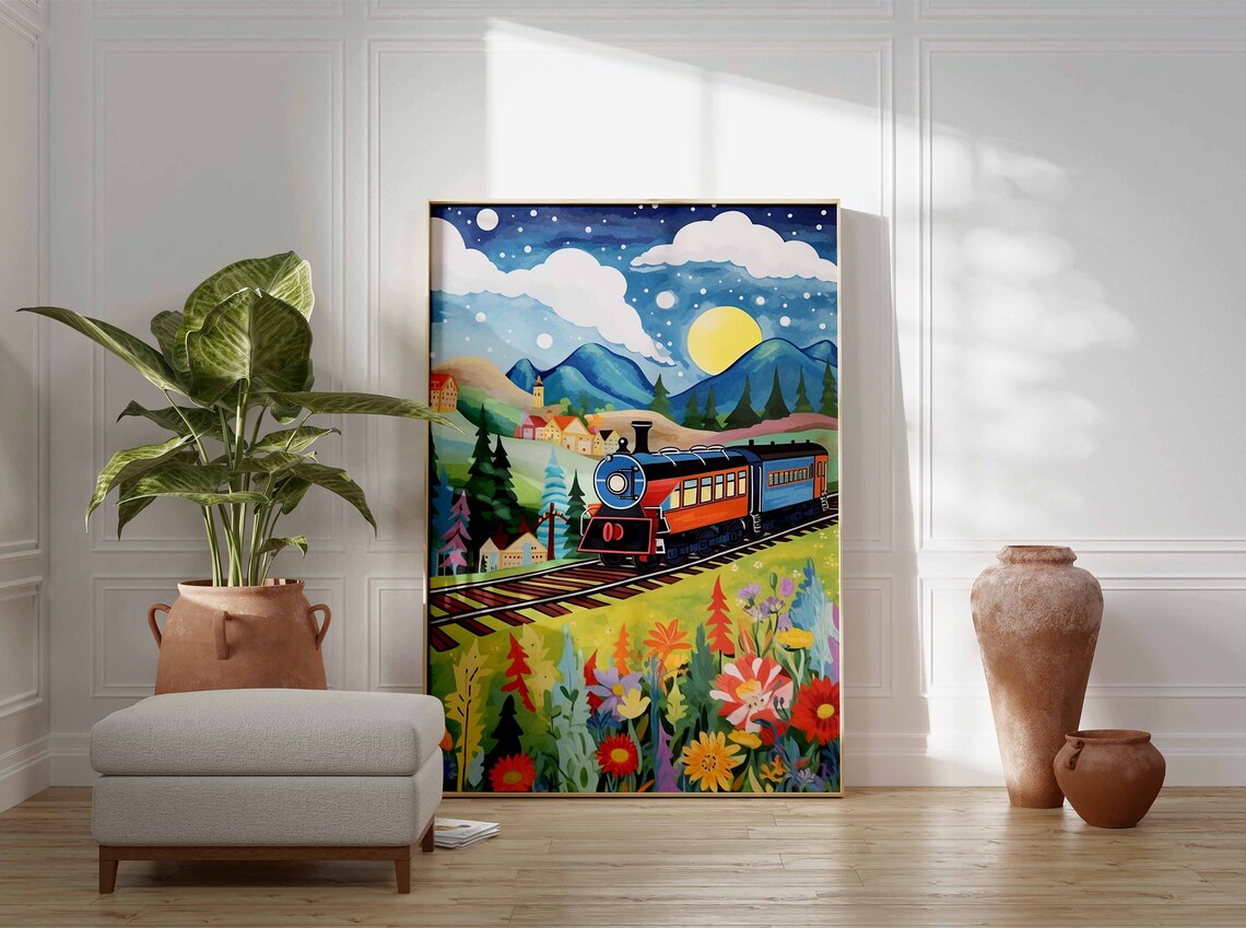 Steam Train Wall Art Print, Boys Room Kids Decor - Image 3