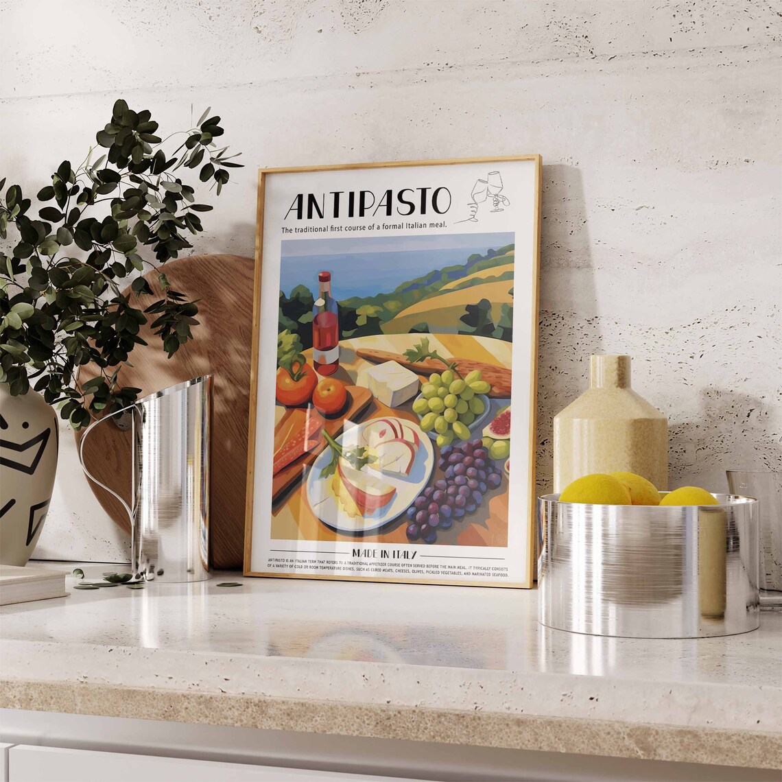 Italian Antipasto Rustic Countryside Table Spread Food Poster - Image 3
