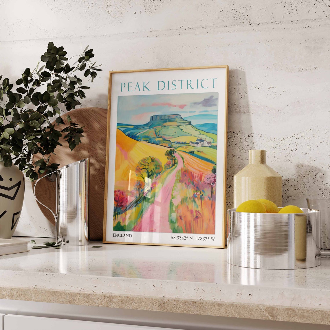 Peak District Rolling Hills with Country Path England Poster Art - Image 3