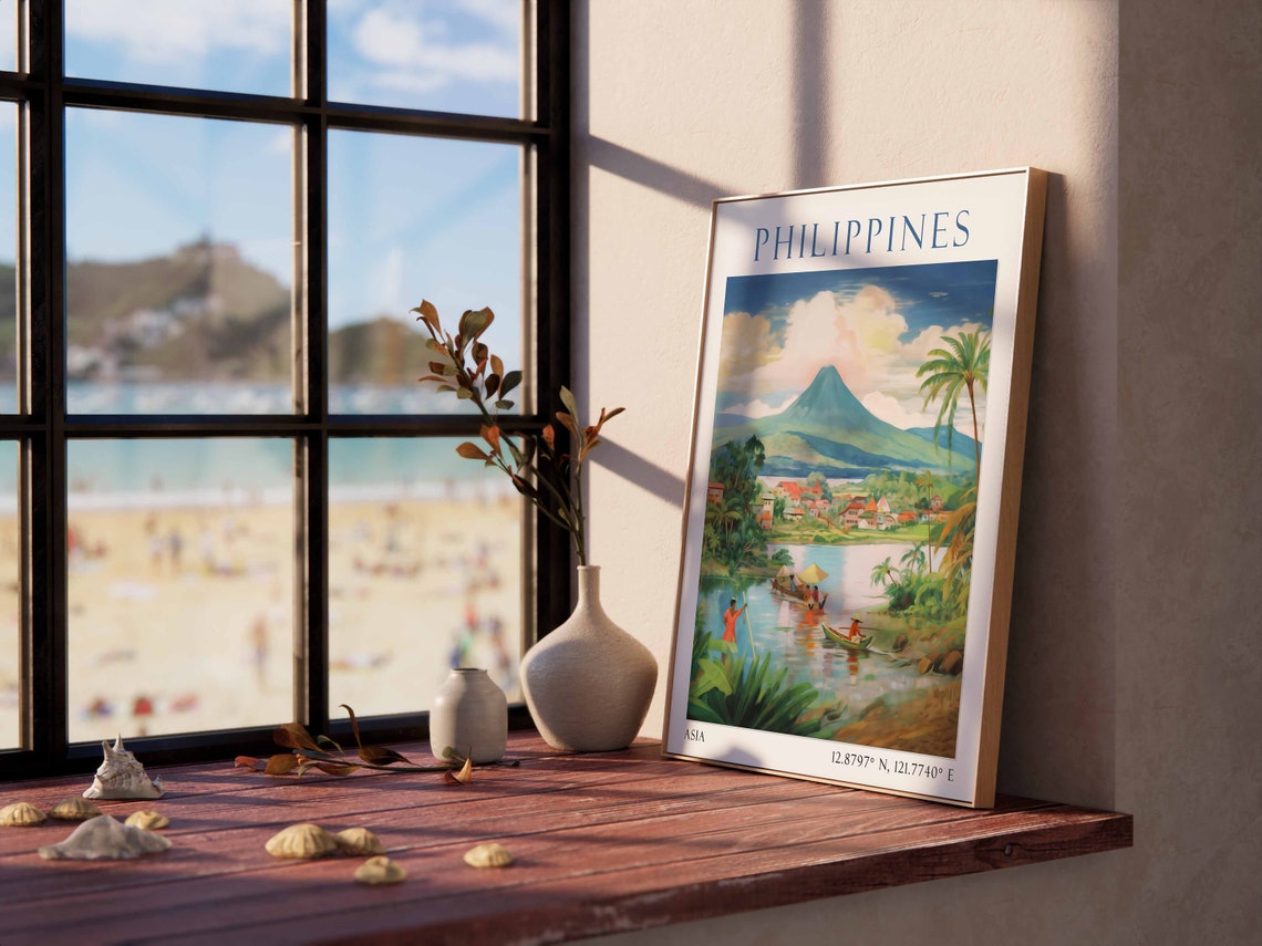 Philippines Travel Print Philippines Travel Poster Filipino Landscape Print Southeast Asian Travel Decor Travel Gift Vintage Travel Art - Image 2