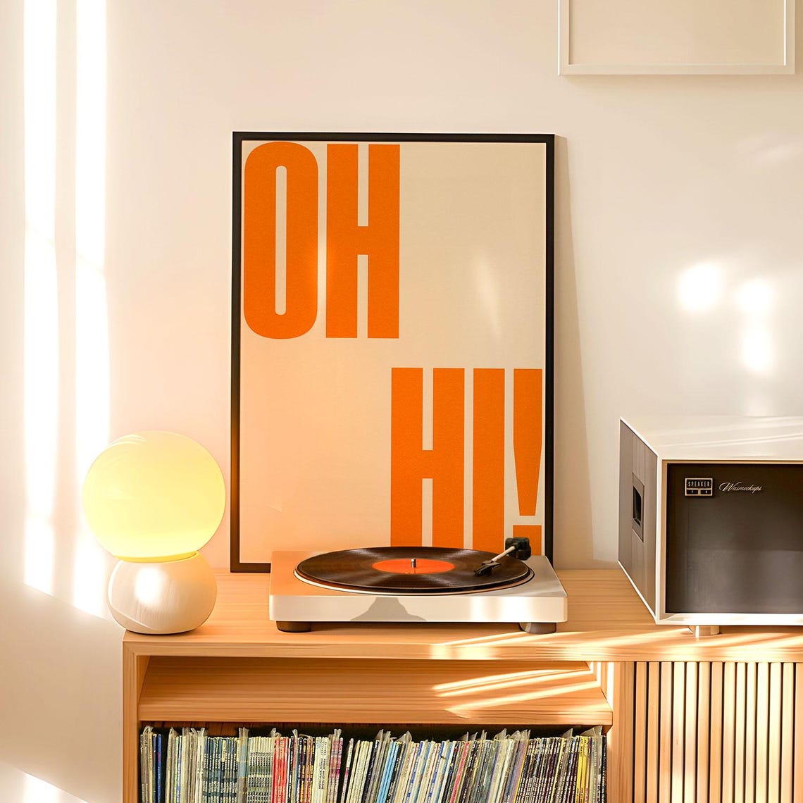 Oh Hi Cheerful Retro Orange Greeting Minimalist Typography Poster - Image 4