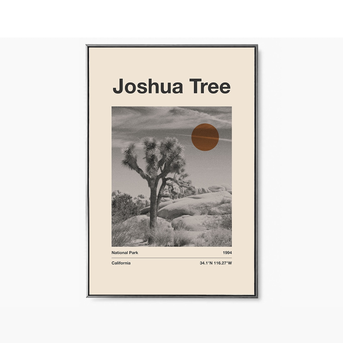 Joshua Tree National Park Mid Century Black and White Photo Poster