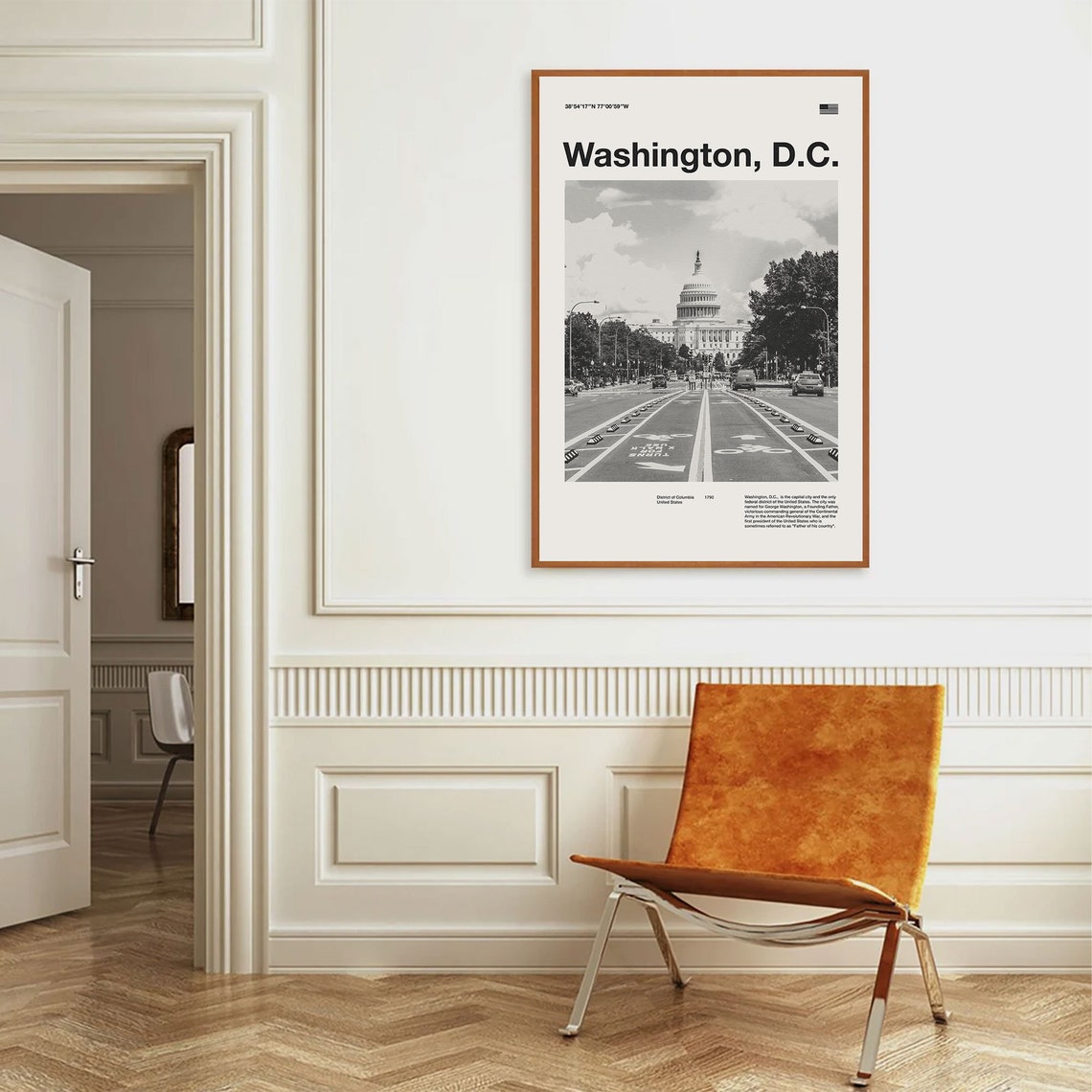 Washington D.C. U.S. Capitol Black and White Photography Poster - Image 4