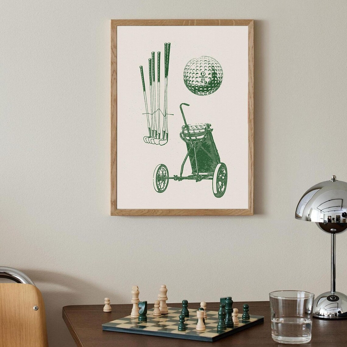 Vintage Golf Clubs Dunlop 65 Ball Cart Bag Green Sketch Poster - Image 4