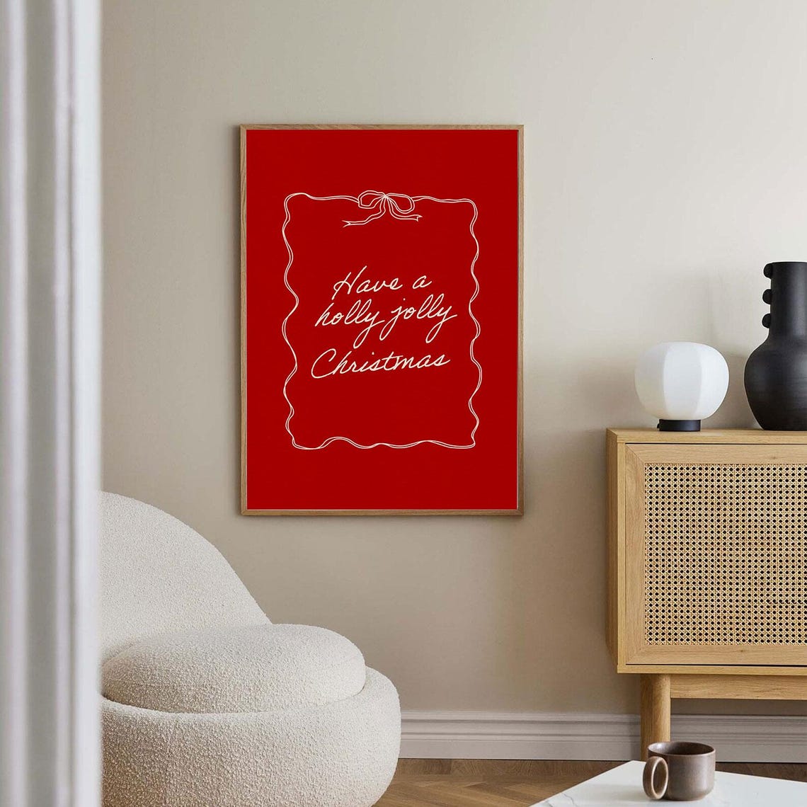 Have A Holly Jolly Christmas Red Script Vintage Quote Art Poster - Image 3