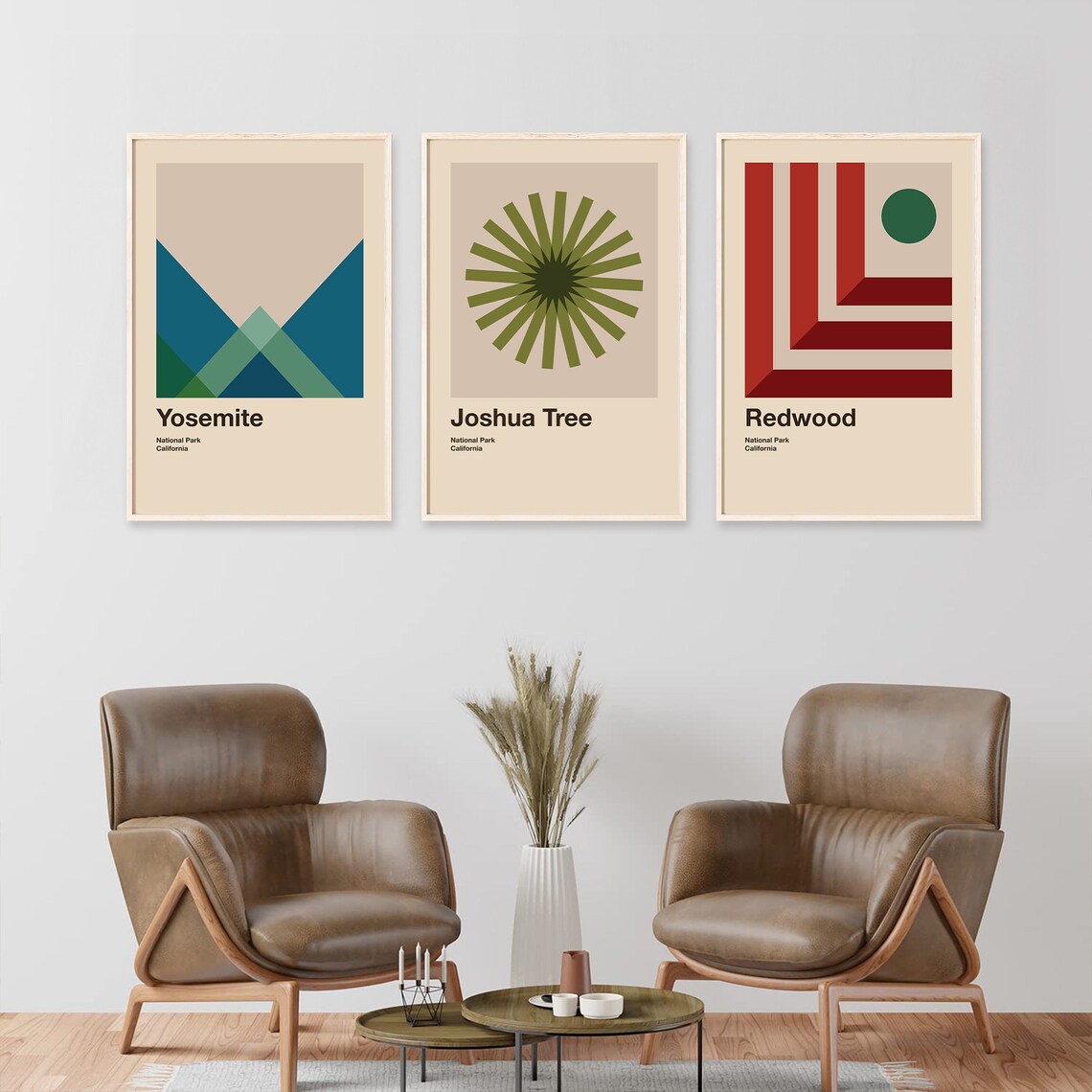 Redwood National Park Mid Century Poster Abstract Travel Poster Minimalist Art Print National Park Poster California Poster - Image 2