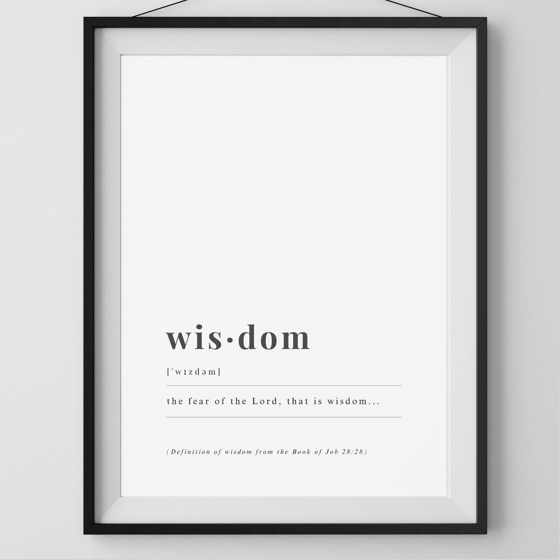 Bible Definition Of Wisdom Print Scripture Dictionary Poster Christian Verse Affirmation Quote Motivational Saying Wall Art