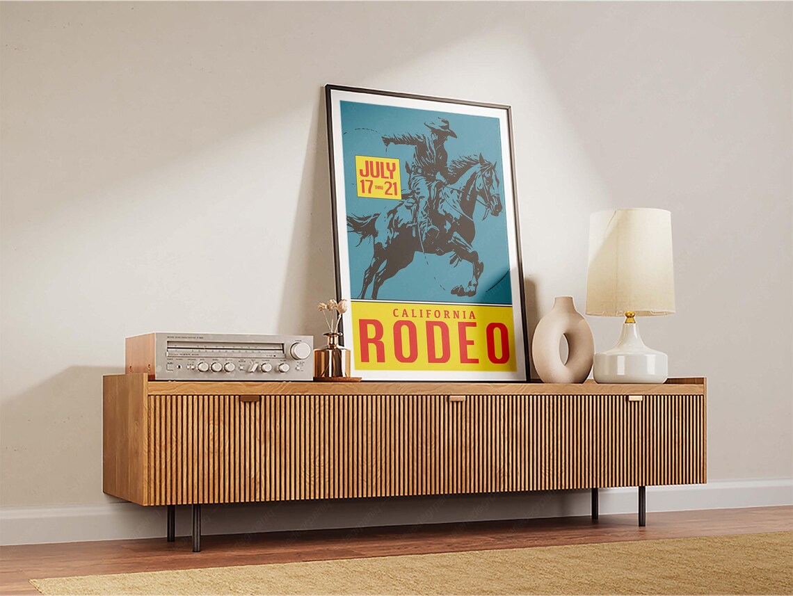 Vintage California Rodeo Poster, Western Typography Print - Image 2