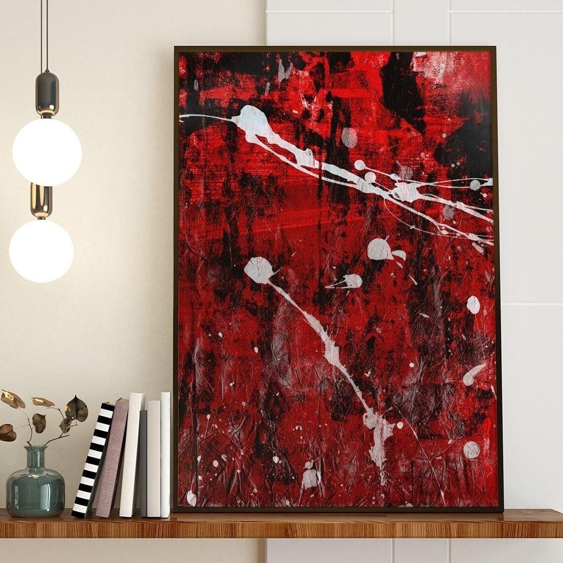 Night Sky Abstract Painting, Acrylic Lines And Strokes