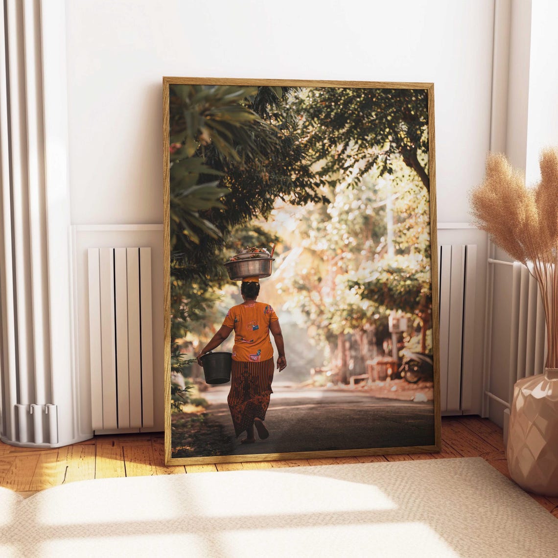 Bali Street Photography Print Cultural Travel Wall Art Woman Walking In Traditional Dress Nature Inspired Decor For Living Room - Image 4