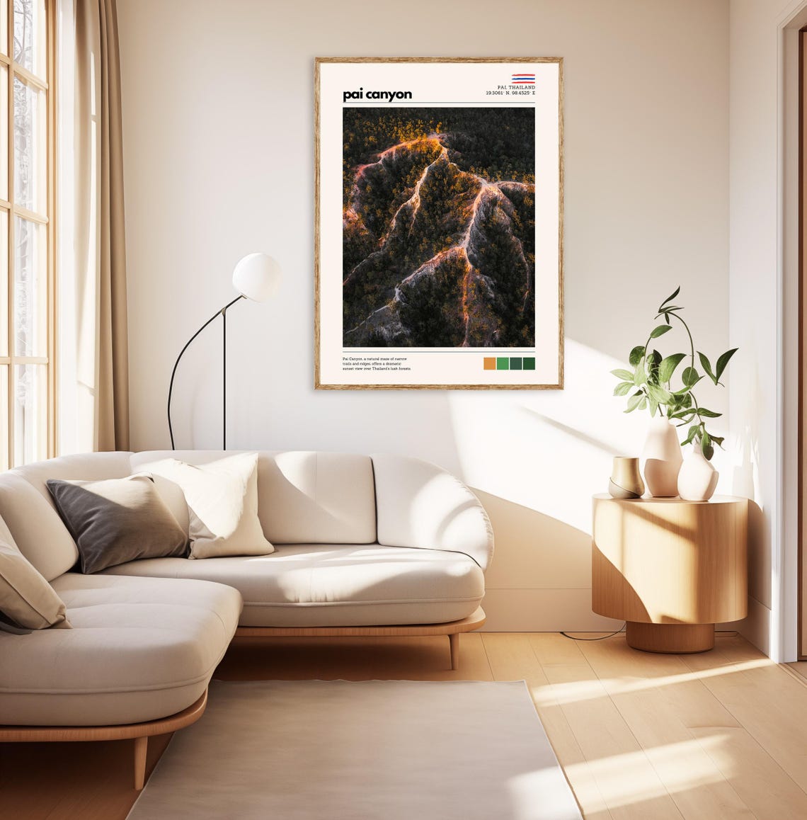 Pai Canyon Thailand Aerial Sunset Over Lush Forest Ridges Poster - Image 3