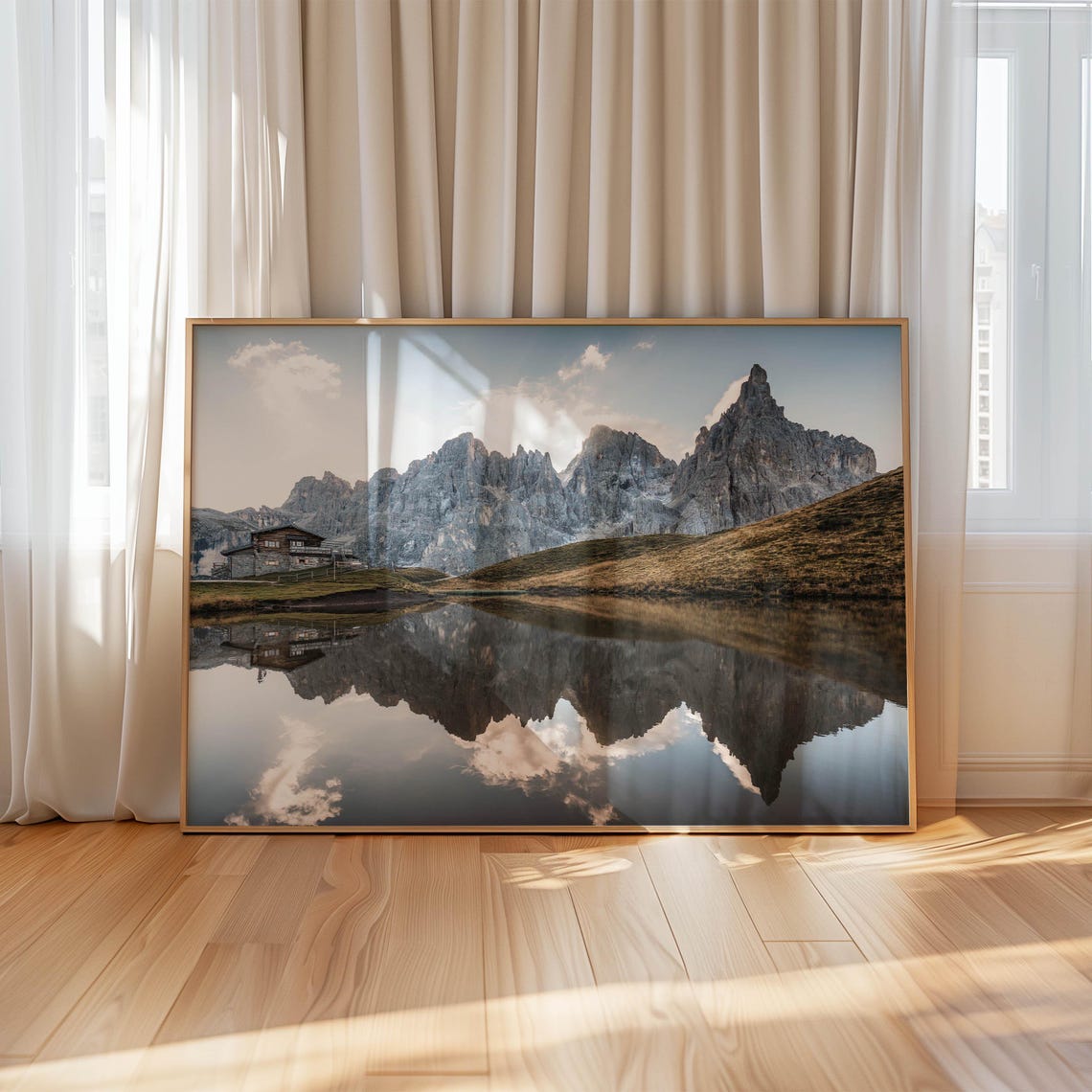 Baita Segantini Dolomites Italy Stone Hut Lake Reflection Poster - Image 4