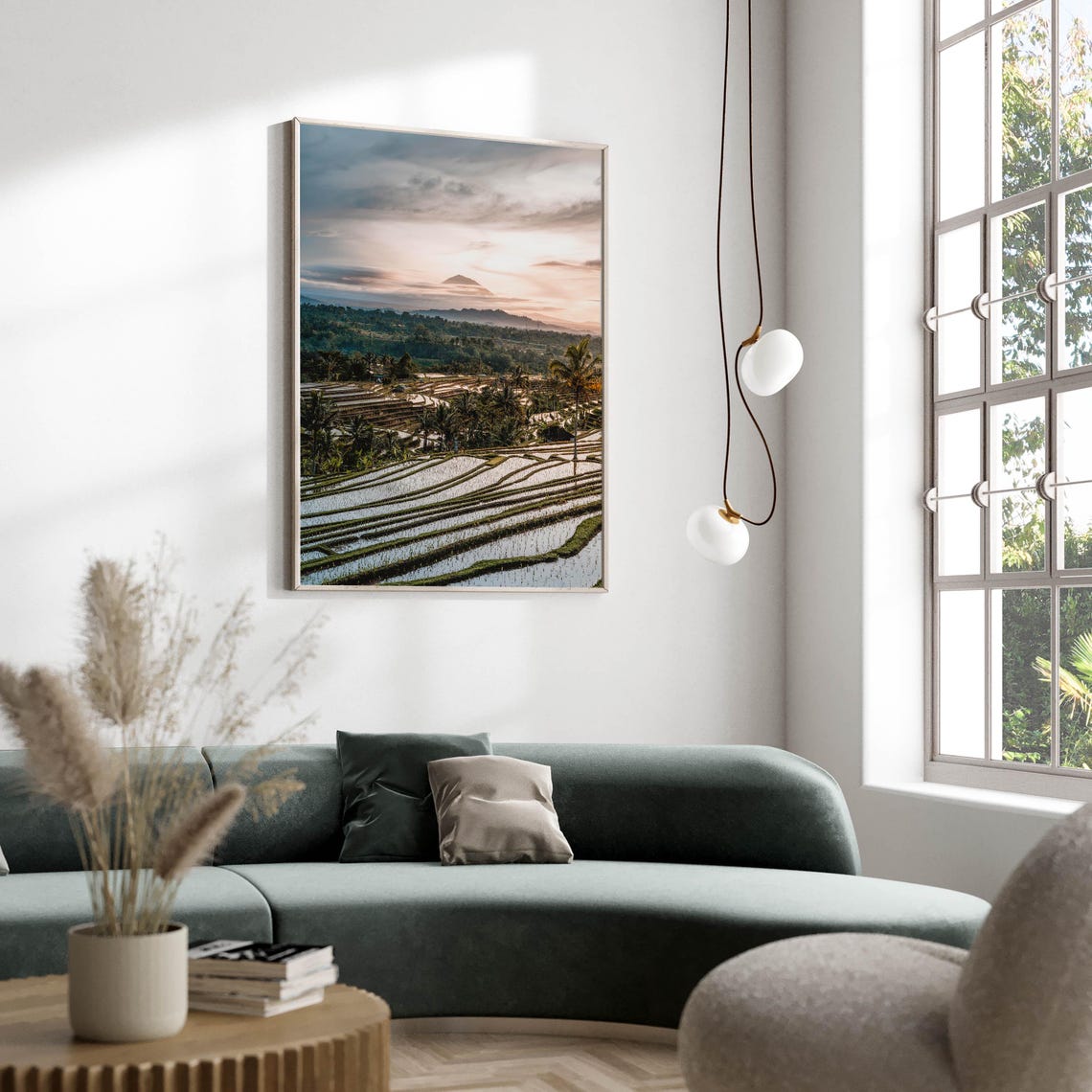Jatiluwih Rice Terraces Bali Sunrise Volcano View Landscape Poster - Image 2