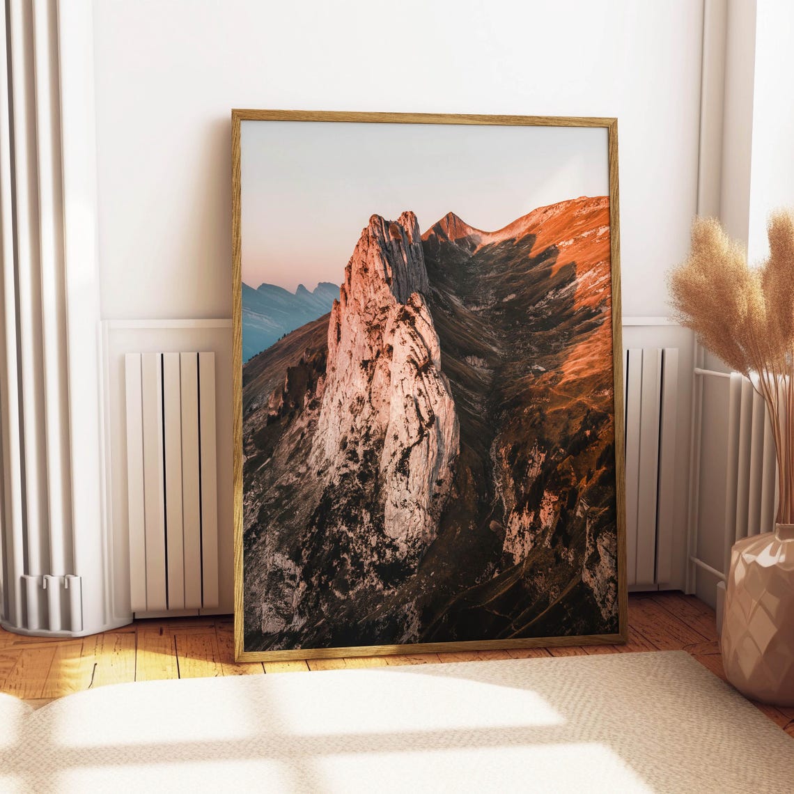 Jagged Alpine Ridgeline Warm Sunset Glow Rocky Summit Peak Poster - Image 4