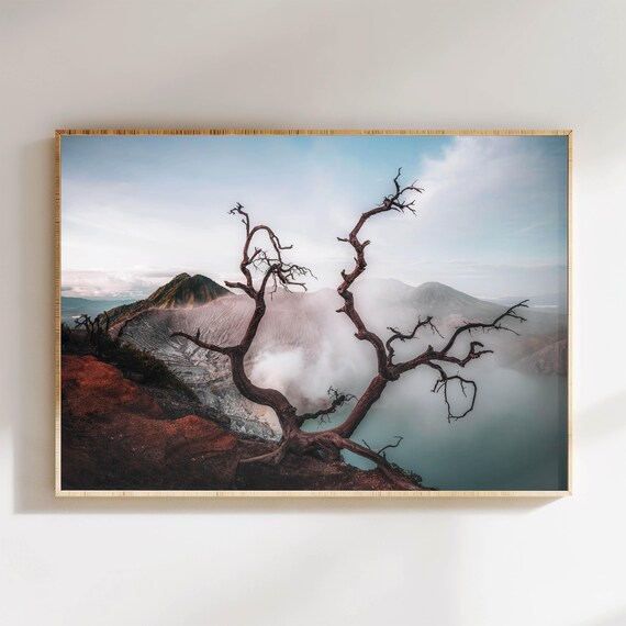 Ijen Volcano East Java Indonesia Mountain Photography Wall Art Print Nature Home Decor Hiking Gift Travel Poster Gifts