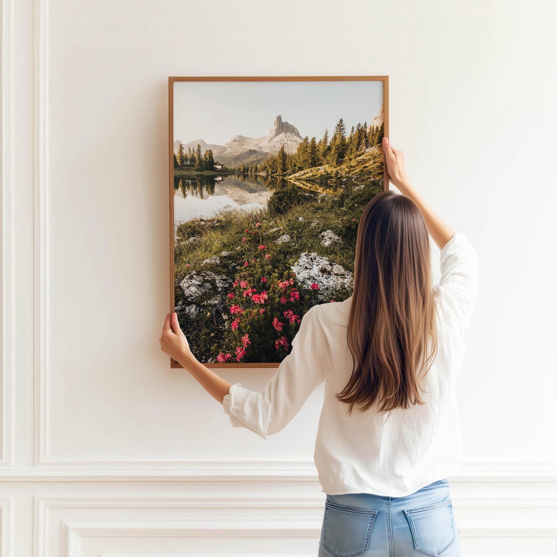 Lago di Federa Dolomites Alpine Mirror Blossoms Reflection Poster - Image 3