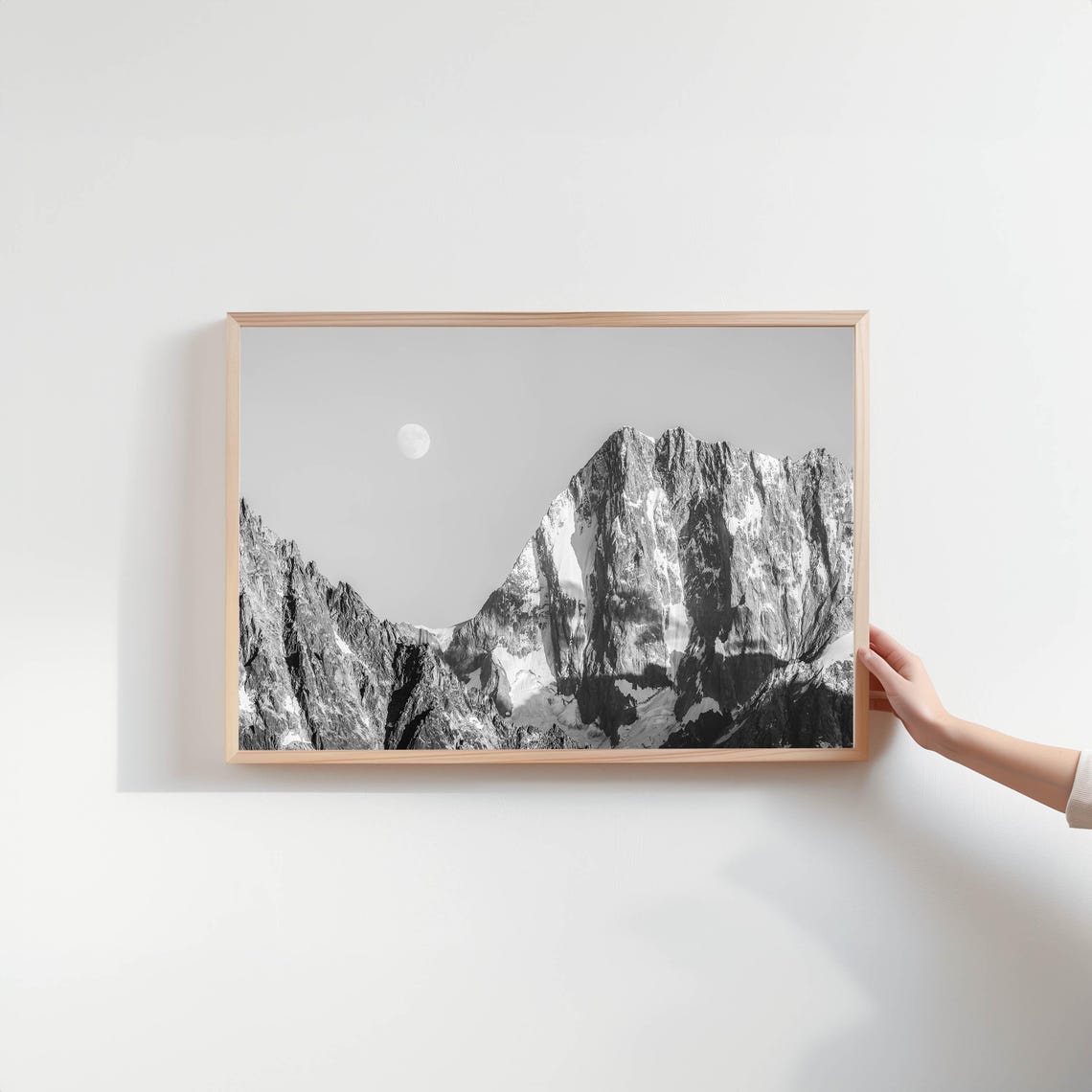 Grand Jorasses Massif Du Mt Blanc French Alps France Black And White Mountain Photography Wall Art Print Nature Wall Art - Image 2