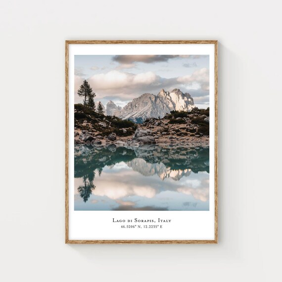 Lago Di Sorapis The Dolomites Italian Alps Italy Mountain Photography Wall Art Print Nature Poster Gift For Him