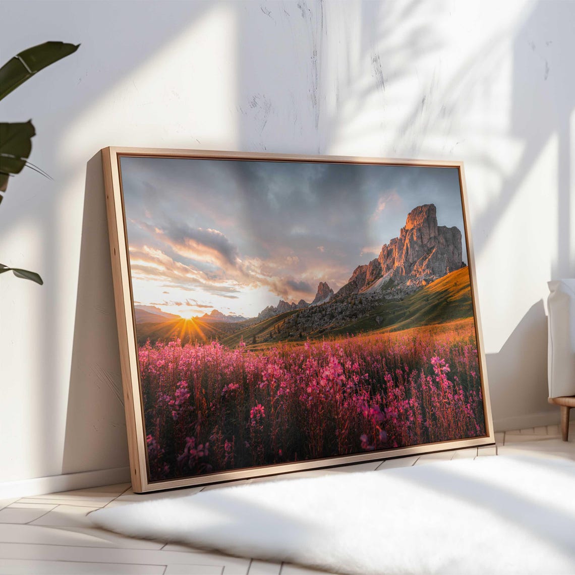 Passo Giau Dolomites Sunset Wildflower Field Mountain Landscape Poster - Image 3