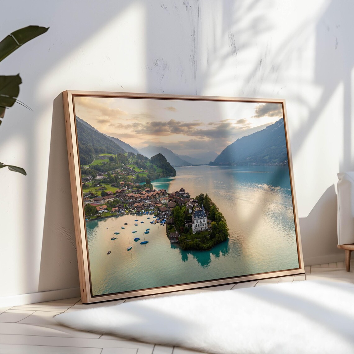 Iseltwald Village on Lake Brienz Switzerland at Sunset Photo Poster - Image 3
