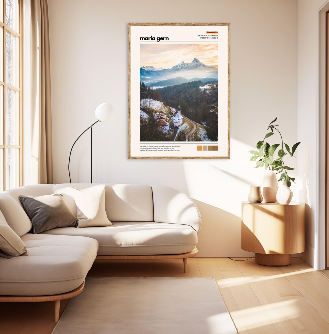Maria Gern Bavaria Wall Art Alpine Chapel Photography Winter Landscape Print Scenic Nature Poster European Mountain Travel Decor - Image 3