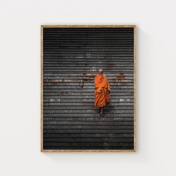 Buddhist Monk Bangkok Thailand South East Asia Cultural Photography Wall Art Print Art For New Home Housewarming Gift