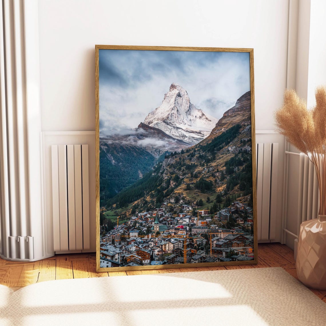 Matterhorn Towering Over Zermatt Village Moody Alpine Valley Poster - Image 4