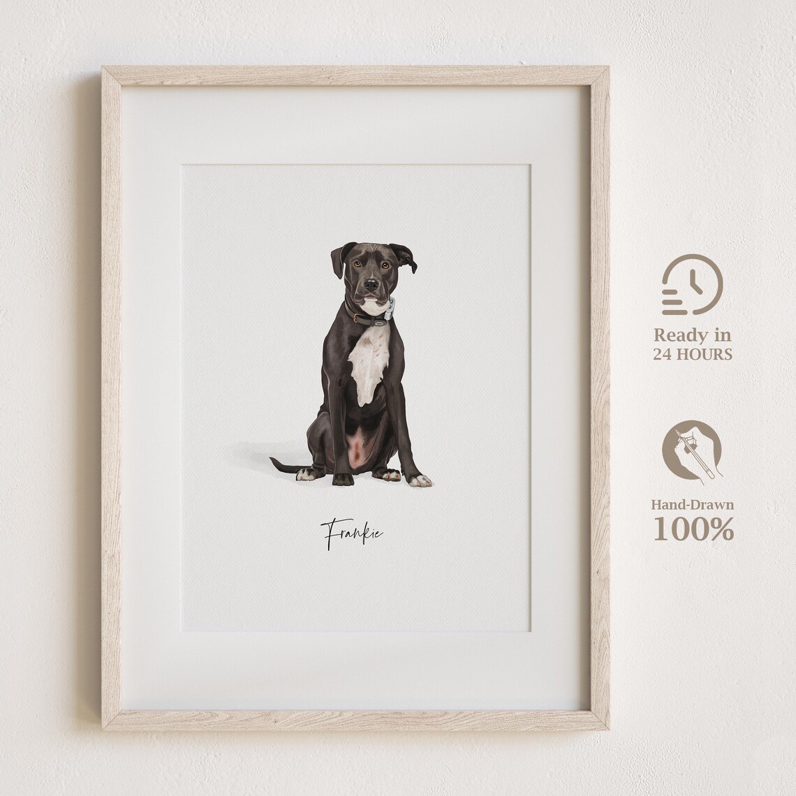 Custom Pet Portraits Watercolor Pet Lover Gift