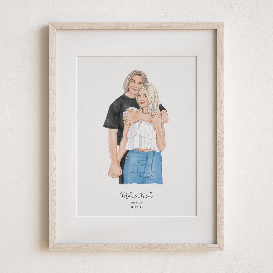 Custom Couple Proposal Portrait Watercolor Art Print