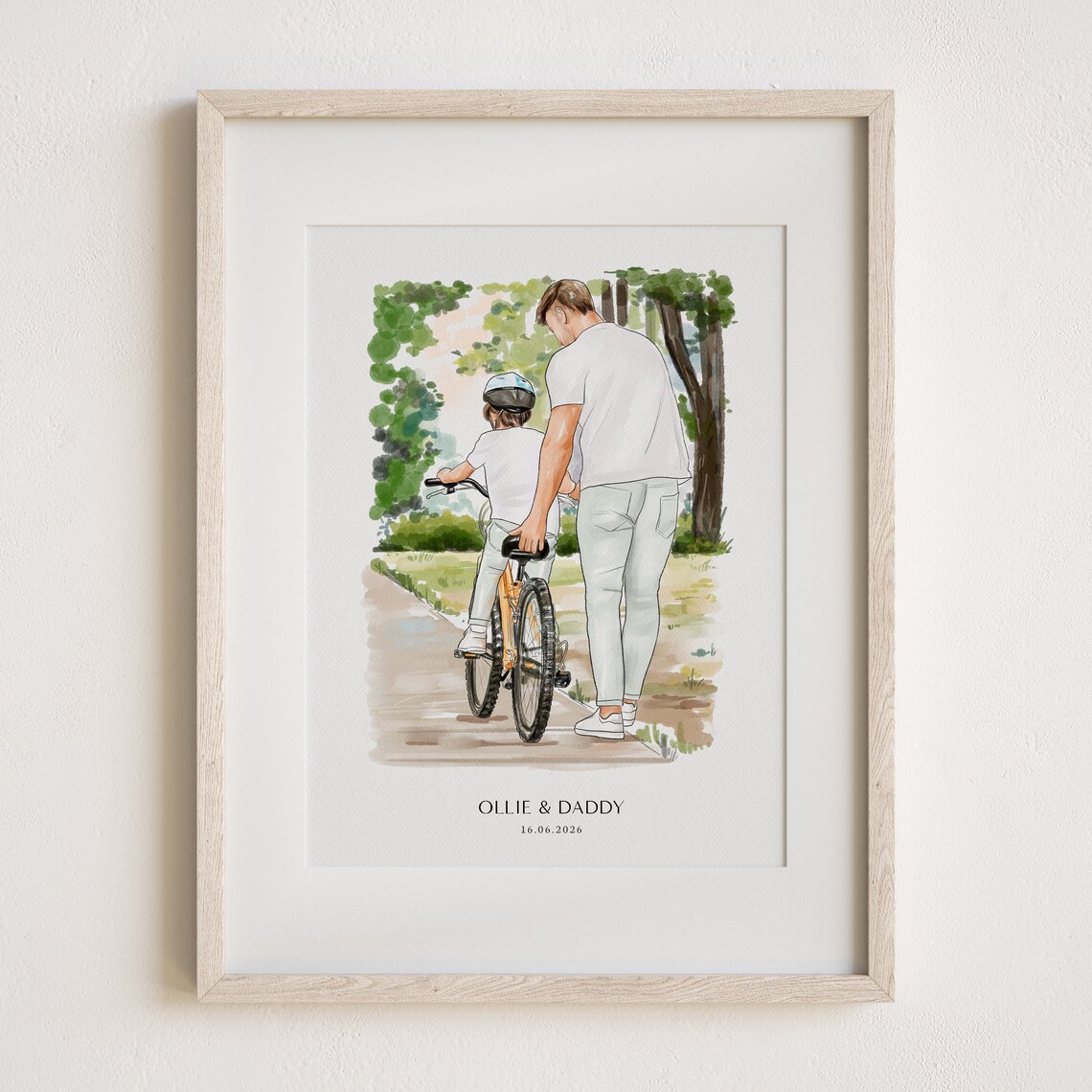 Personalized Father's Day Portrait Watercolor Art Print