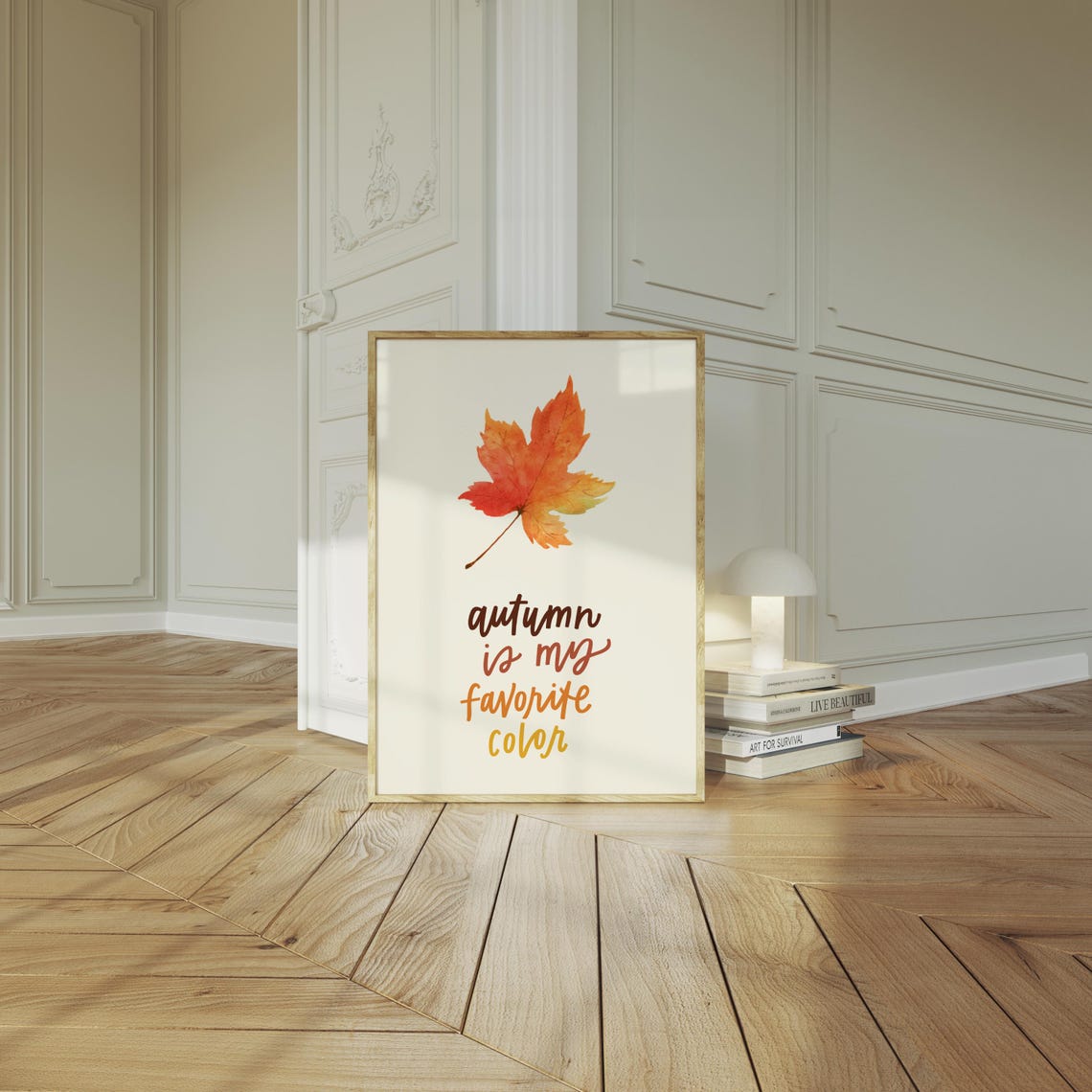 Autumn Is My Favorite Color Orange Maple Leaf Watercolor Fall Poster