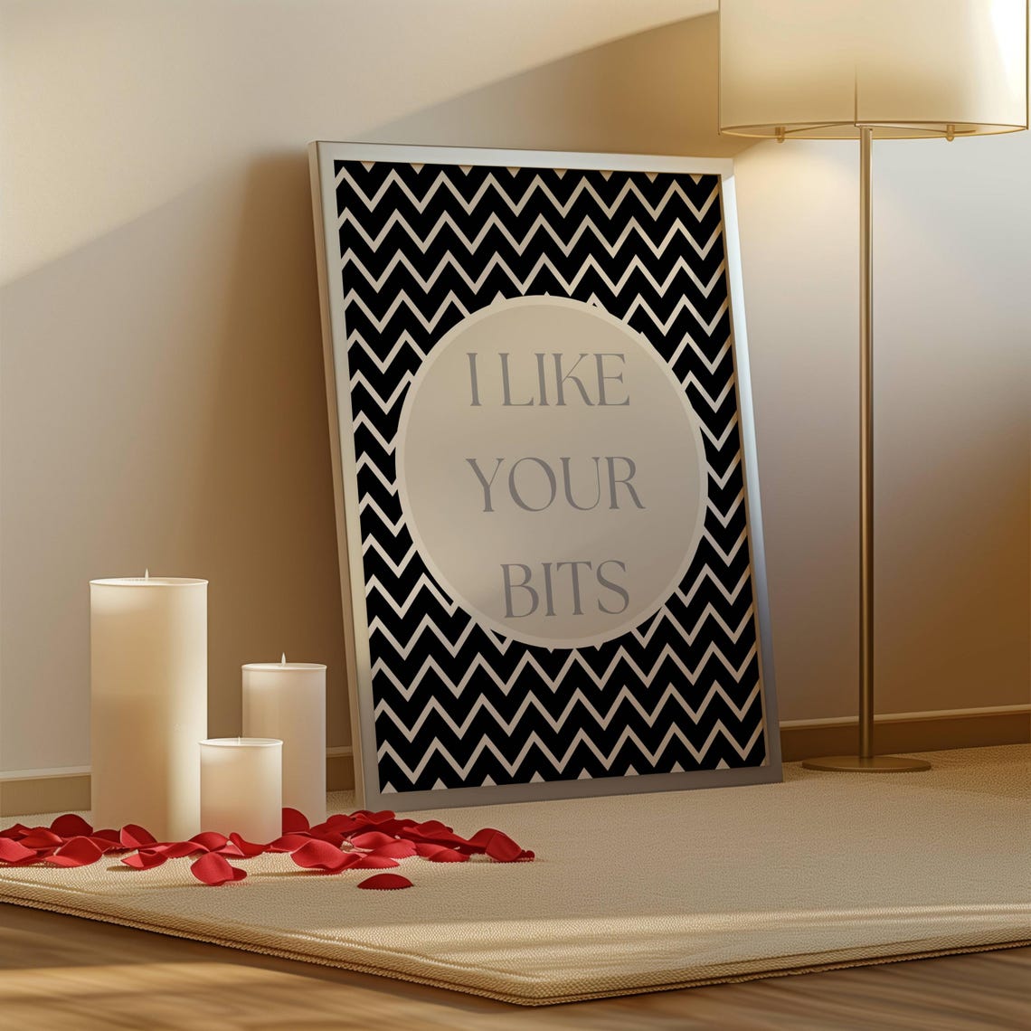 I Like Your Bits Funny Tech Quote Black Chevron Nerd Gift Poster - Image 3