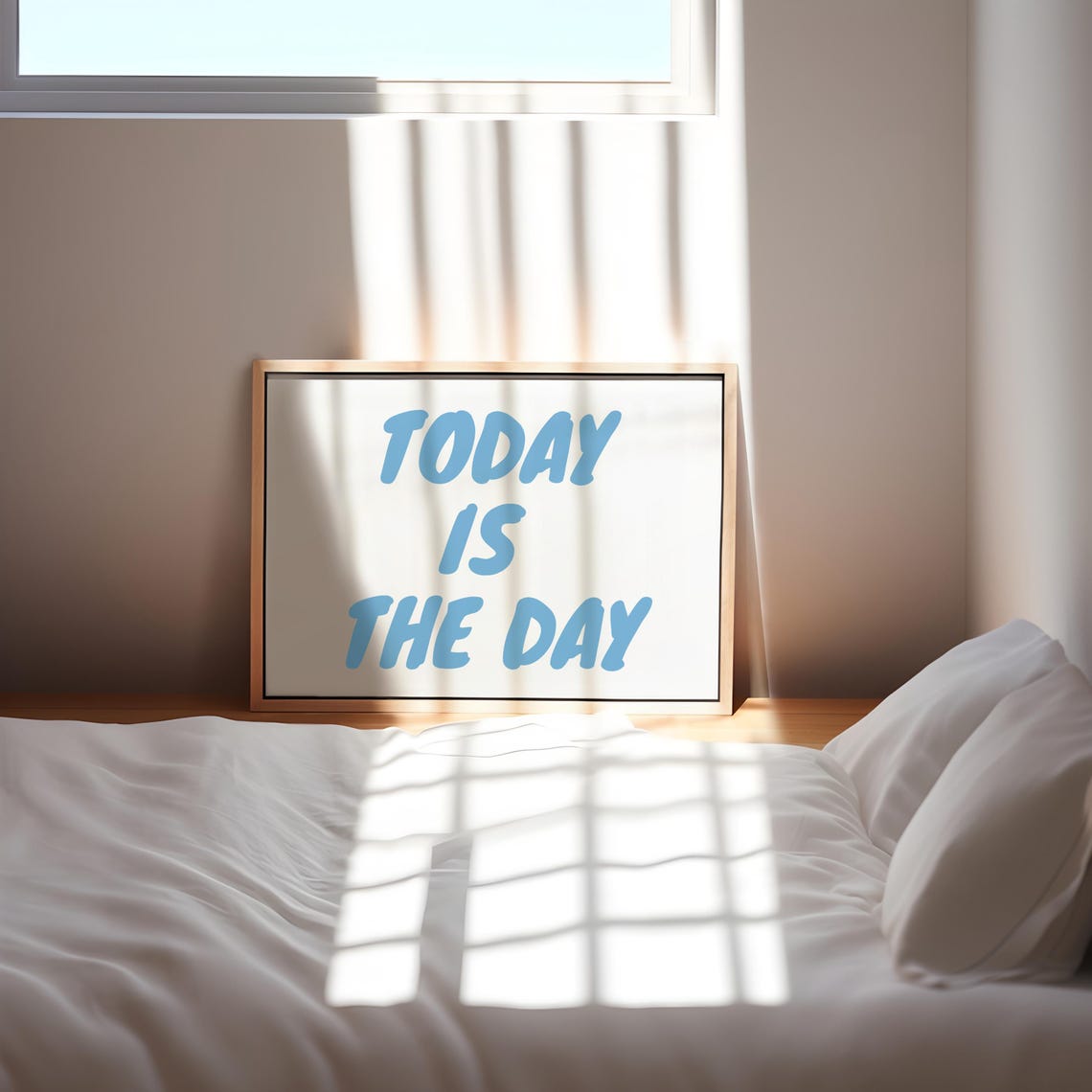 Today Is The Day Blue Retro Bubble Lettering Motivational Poster - Image 2
