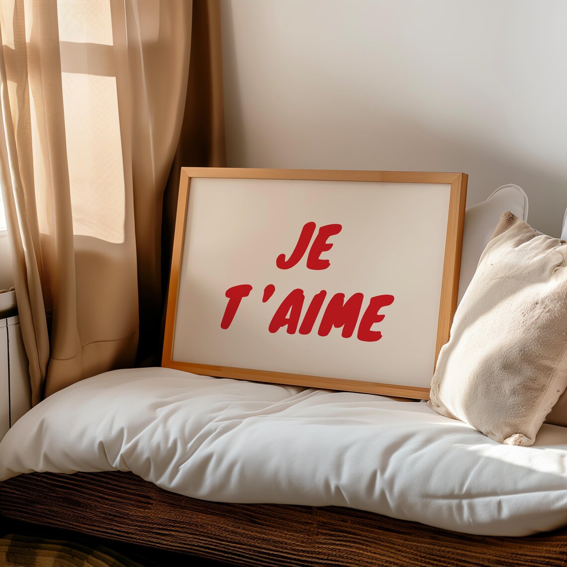 Je Taime Red French Love Quote Bold Romantic Typography Poster