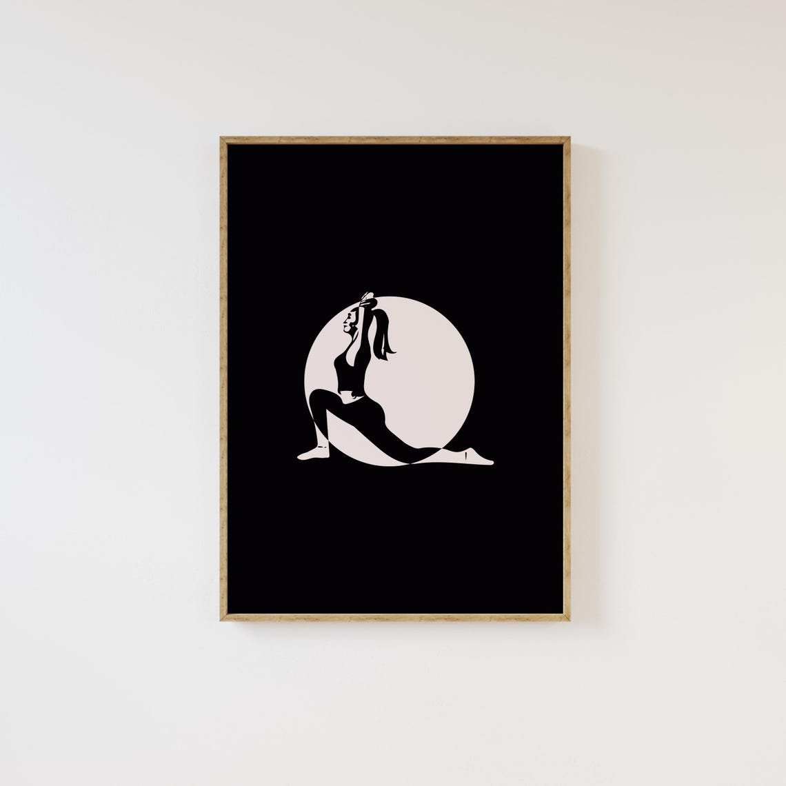 Yoga Pigeon Pose Silhouette Moon Black Modern Studio Wall Art - Image 3