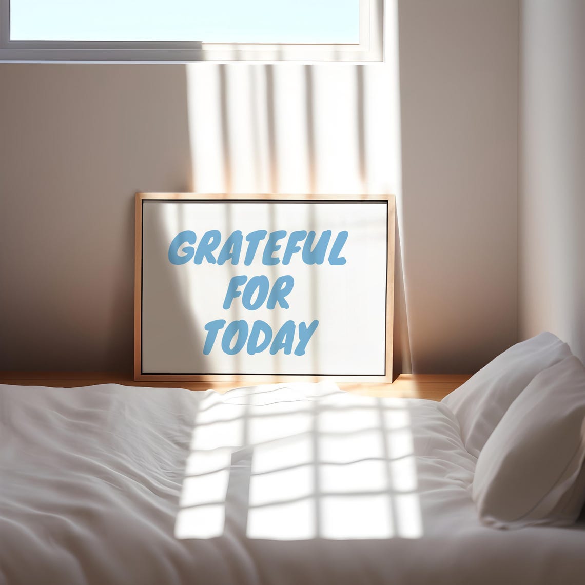 Grateful For Today Blue Retro Bubble Lettering Positive Quote Poster - Image 2