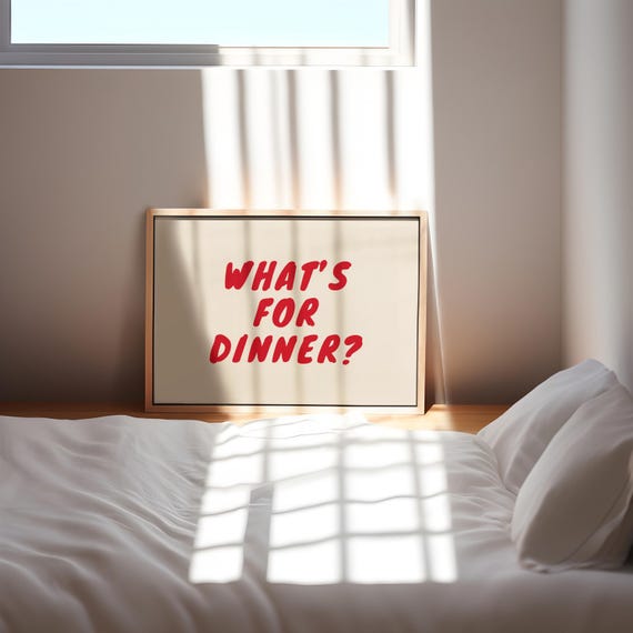 Whats For Dinner Typhography Art Poster Kitchen Wall Art Coffee Bar Poster Minimalistic Print Trendy Wall Art