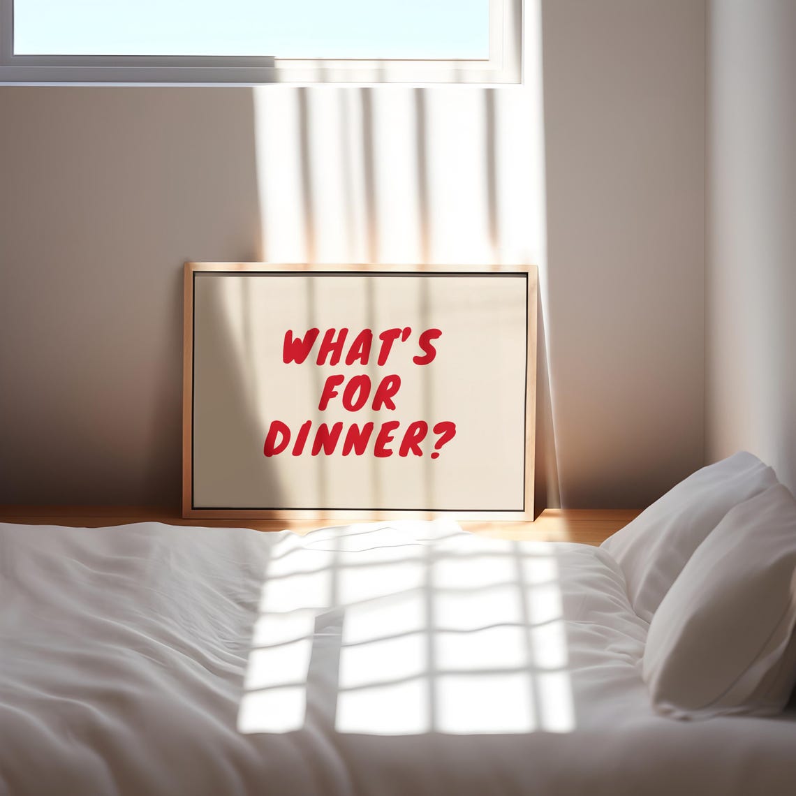 What's For Dinner Fun Red Retro Typography Kitchen Quote Poster