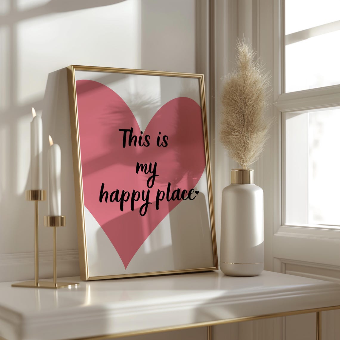 This Is My Happy Place Big Pink Heart Positive Quote Print Gift - Image 2