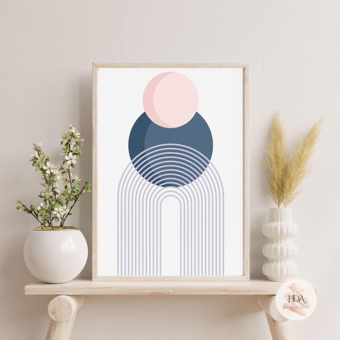 Boho Abstract Geometric Pastel Mid Century Modern Print Gift - Image 2
