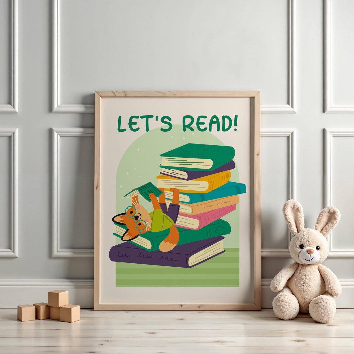 Fox Reading Art Print, Cute Kids Classroom Decor - Image 3
