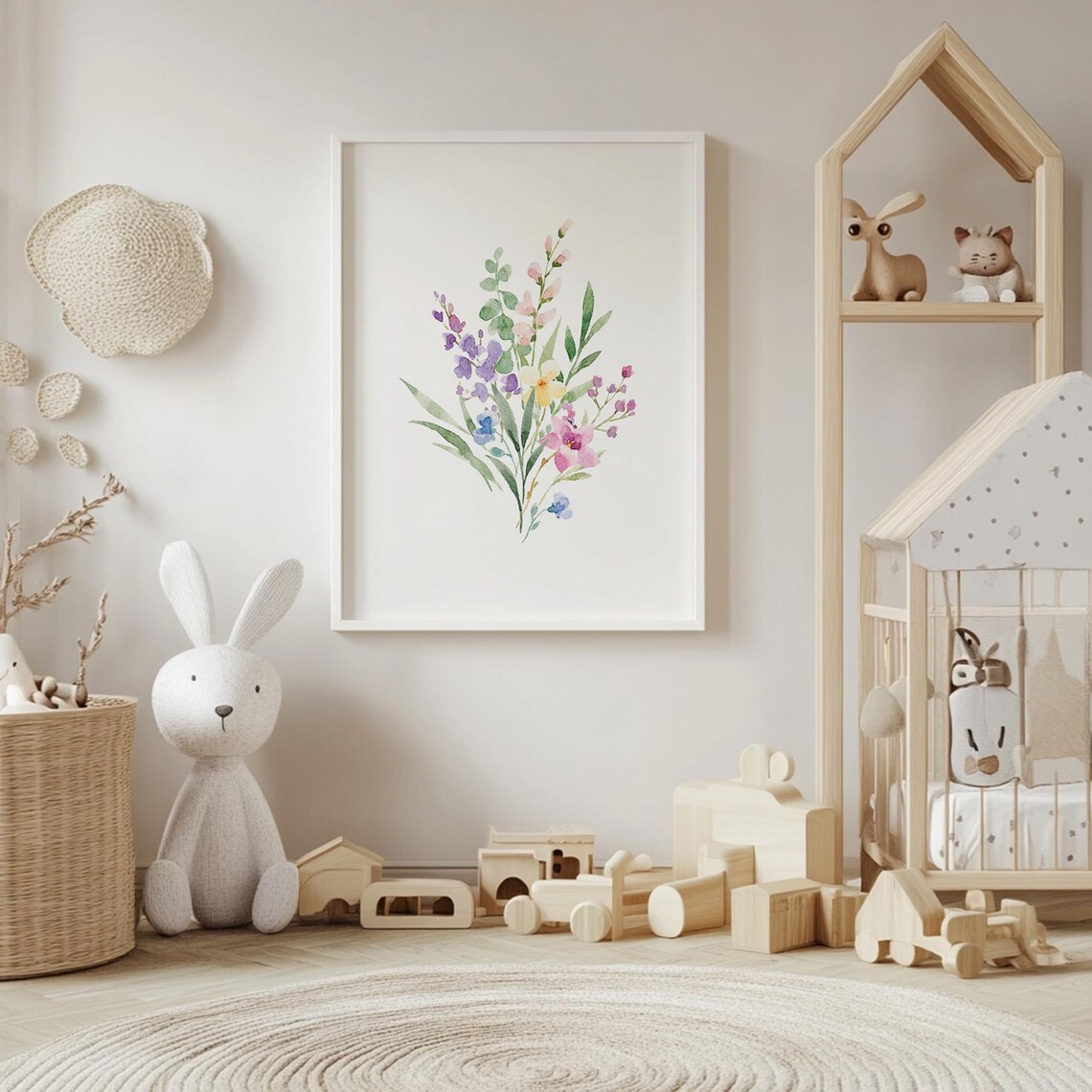 Blooming Garden Delight, Watercolor Kids Room Art Print - Image 4
