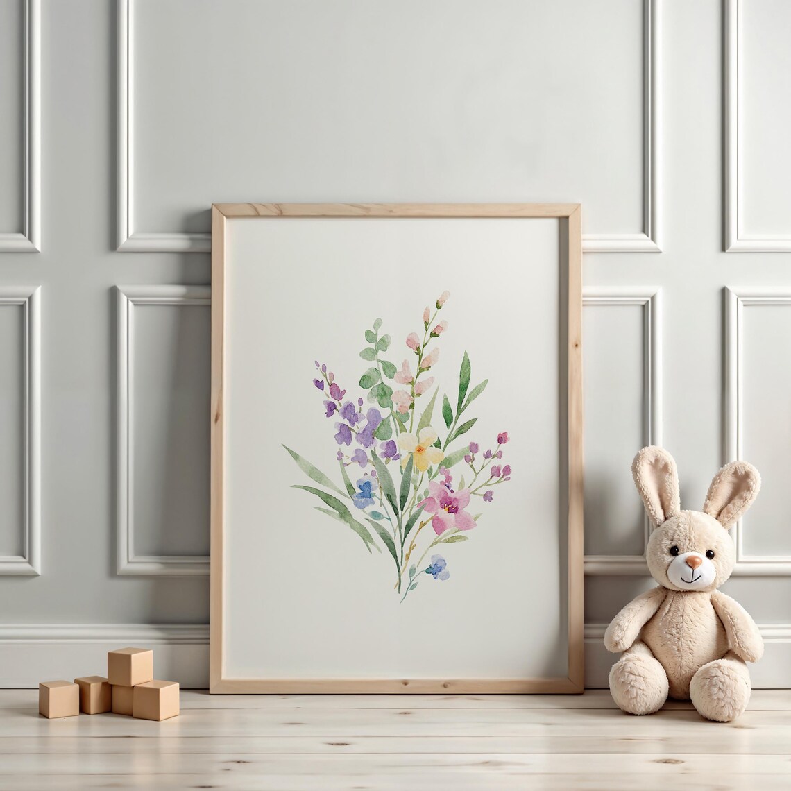 Blooming Garden Delight, Watercolor Kids Room Art Print - Image 3