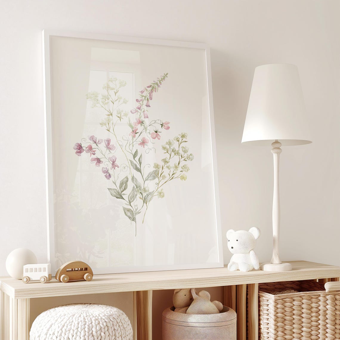 Pastel Wildflower Bouquet Watercolor Botanical Wall Decor Poster - Image 2