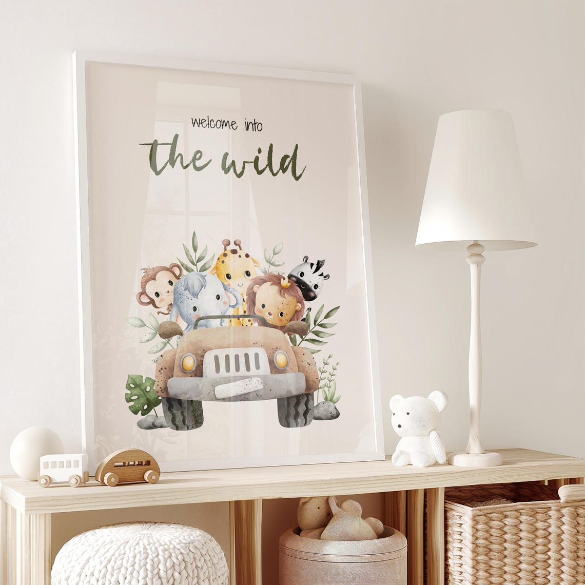 Welcome To The Wild Safari Jeep Animals Kids Room Decor Poster - Image 2