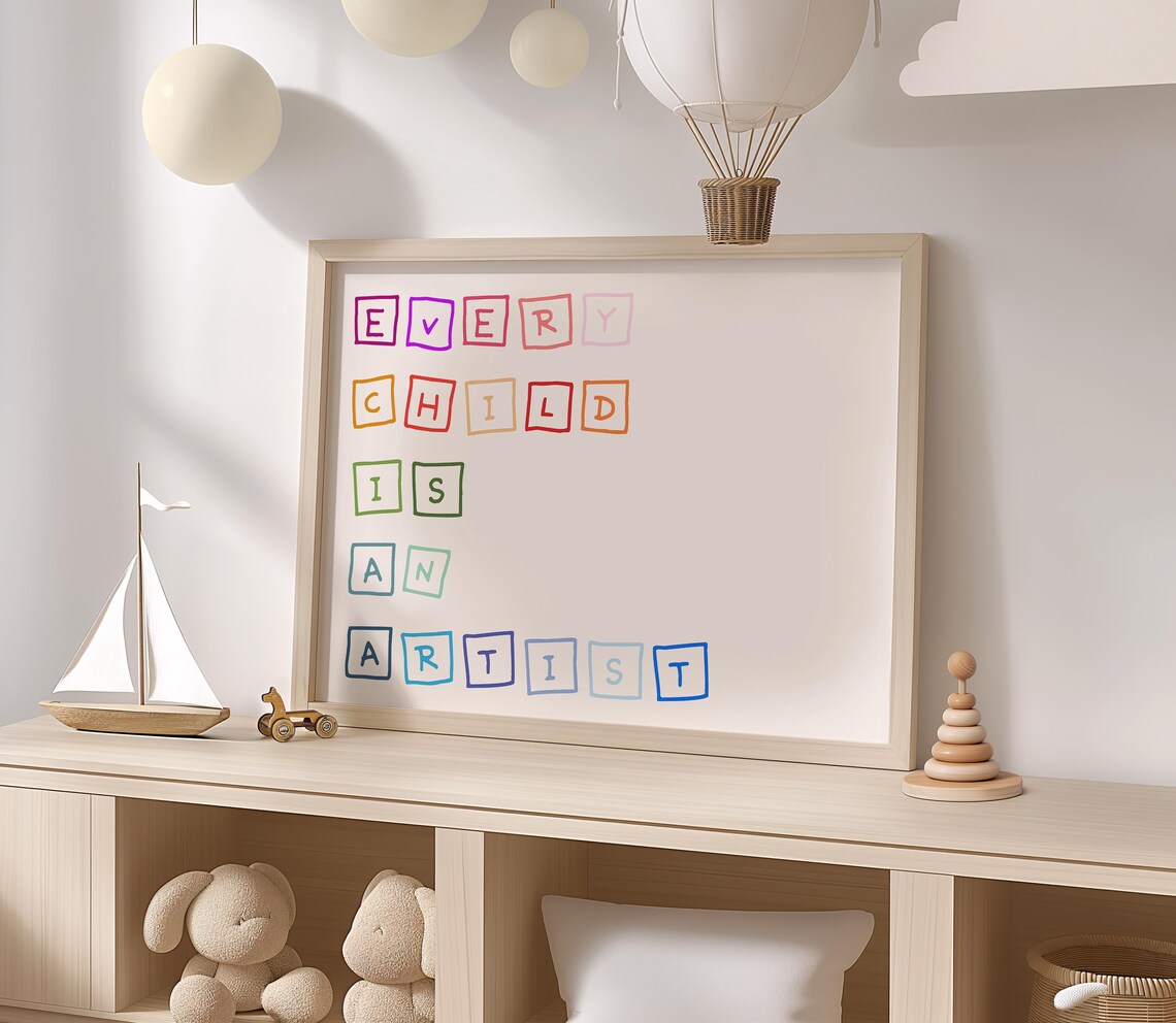 Every Child Is An Artist Colorful Block Letters Quote Wall Poster - Image 2
