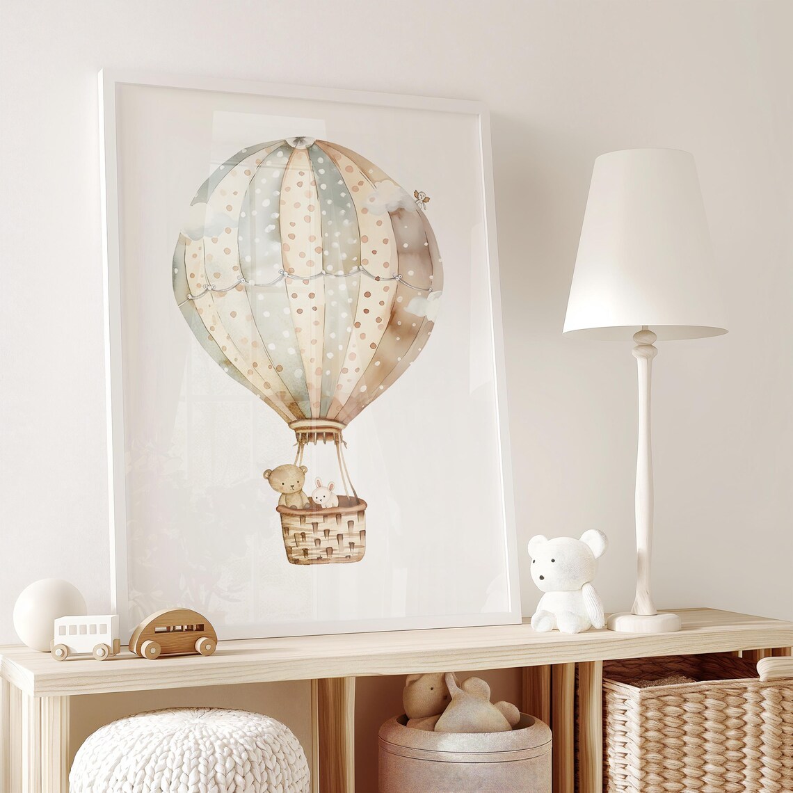 Whimsical Hot Air Balloon Ride Teddy Bunny Adventure - Image 2