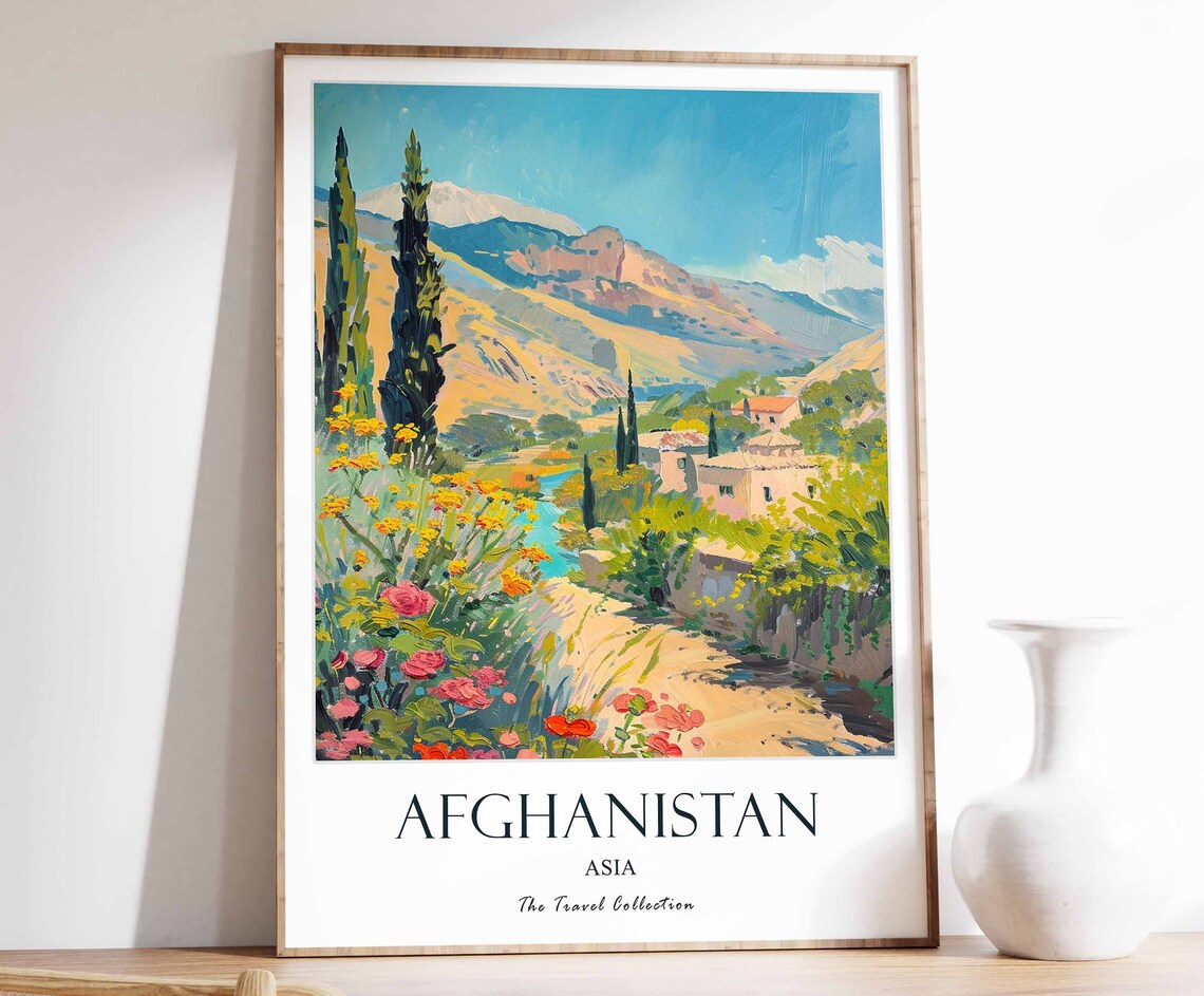 Afghanistan Mountain Valley Vintage Travel Poster Asia Collection