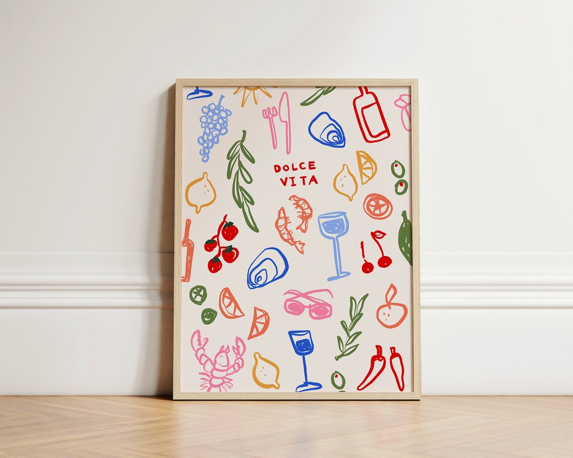 Dolce Vita Summer Kitchen Art Print, Italian Inspo